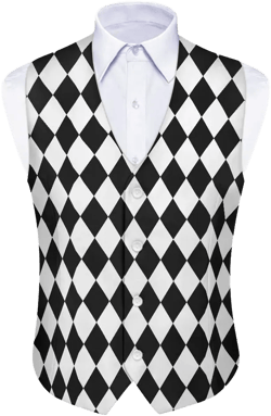 Black and White Harlequin Vest Men&#39;s Suit Vest Clowncore Suit Clown Suit Magician&#39;s Vest