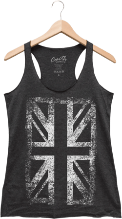 Union Jack Tank Top - Women&#39;s Tank Top - UK Flag - Triblend Racerback Tank Top - Screen Print Tank Top - Graphic Tee - Black Tank Top