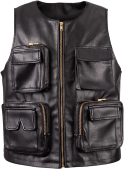 Mens Black Leather hunting Vest with pockets-Utility Vest-Leather Vest Casual Motorcycle Biker Leather Vest Western Cowboy Vest Vintage vest