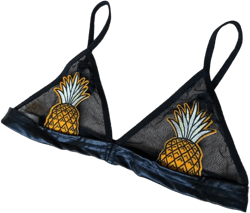 Pineapple bralette fruit bra black triangle bralette see through fishnet transparent rave festival mesh bra summer party patch fishnet top