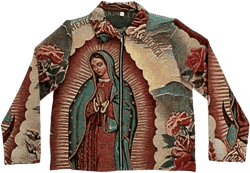 Virgencita Tapestry Jacket Boho Chic Outerwear Colorful Embroidered Design Ethnic Style Unique Handmade Gift Birthday Gift Gift for Him