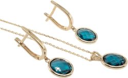London Topaz Gold Necklace Earrings Jewelry Set