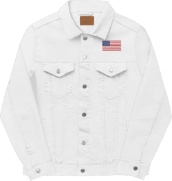 EMBROIDERED USA Flag Unisex Jean Jacket - American Flag Embroidery Denim 70&#39;s 80&#39;s Jacket - Unisex Retro Americana Coat - Redneck USA Gift