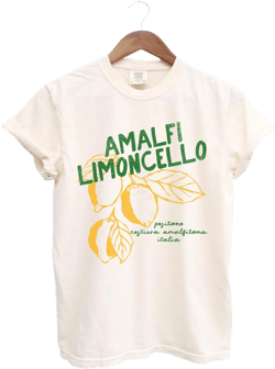 Amalfi Limoncello Comfort Colors Short Sleeve T-Shirt | Italian Boho Lemons, Vintage Retro Style Trendy Graphic Oversized Tee | Italy Shirt
