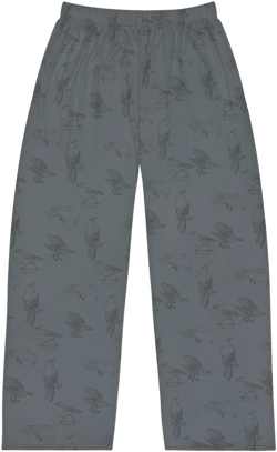 Grey Crow Raven Men Women Pajama PJ Pants Wide Leg Gift Spooky Book Aesthetic Gift for Librarians Birds Audubon Society Call Nature