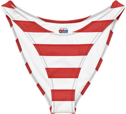 Red and White Stripe V-Cut Recycled Bikini Bottom – American Flag Inspired Swimwear
