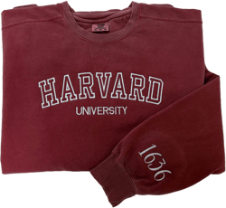 Harvard University Embroidered Sweatshirt,Ivy League Crewneck ,College Apparel, University Varsity Mens Womens Top,Preppy School Clothing