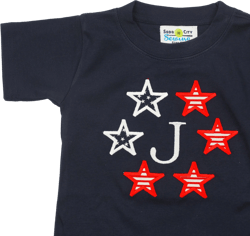 4th of July Shirt for Boys - Monogrammed Embroidered Stars and Stripes Independence Day Outfit with Matching American Flag Shorts Set