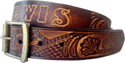 Engraved Leather Belt Personalized with Name Tooled - Father’s Day Gift Mens Western Tooled Belt - Custom Leather Belts