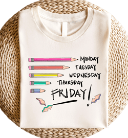 Funny Days Of The Week Shirt, Casual Graphic Tee for Teachers & Coworkers, Unique Workwear Tee for Monday to Friday Fun