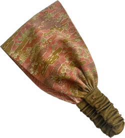 Kimono Reversible Headband Choose 2&quot;, 3&quot; or 5.5” Vintage Japanese Silk Hairband Hair Covering Houses Florals + Peach Pink Grass Silk