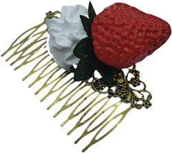 Strawberry Whipped Cream Vintage Bronze Hair Comb Hair Accessory Meringue Bobby Pins Cherry Hair Combs Rockabilly Style Cute Sweet Dessert