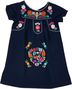 unik Girls Traditional Mexican Embroidered Cotton Dresses