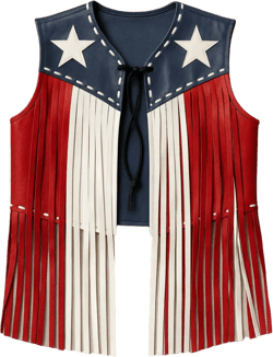 Customized American Flag Leather Fringe Vest, USA theme Cowboy Festival Vest, Patriotic Festival Wear, Unisex Western Biker Leather Vest