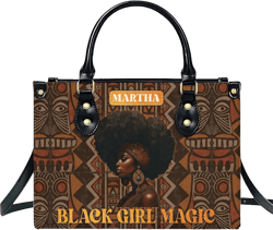 Personalized Leather Handbag With Motivational African American Women, Tote Bag Melanin African American Gift, Black Mom Bag ID-0517-6VFY