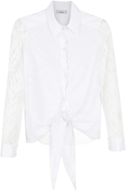broderie-anglais lace panelled shirt