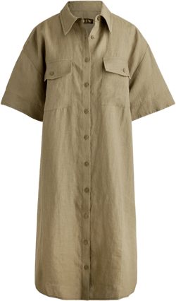 Utility shirtdress in linen - DUSTY FATIGUE