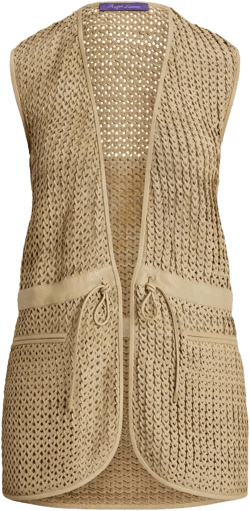 Ralph Lauren Women's Natural Woven-Leather Tabetha Vest