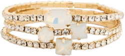 Nordstrom Rack Women's White Set Of Three Crystal Stone Stretch Bracelets