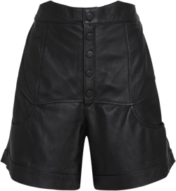 high-waist button-front leather shorts