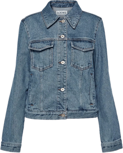 Anagram Logo-patch Regular-fit Denim Jacket In Mid Blue Denim