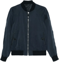 Olive Green Lyocell Bomber Jacket In Blue