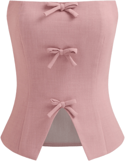 Solid Bowknot Zipper Tube Top