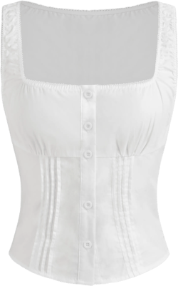 100% Cotton Square Neck Solid Button Tank Top
