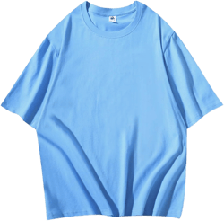 Men's Cotton Shirts Casual Short Sleeve Crew Neck T Shirt Loose Fit Drop Shoulder Soft Lightweight Summer Tee Shirts 3X-Large Light Blue