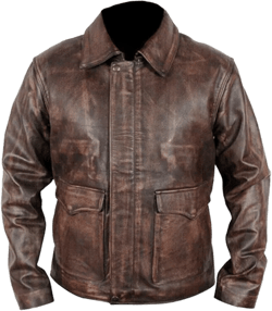 Mens Indiana Jones Harrison Fordd Classic Genuine Real Brown Leather Jacket