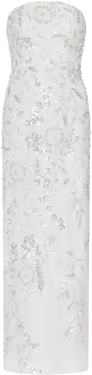 MILLY Magnolia Silver Beaded Dream Sequin Maxi Dress