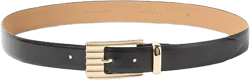 Ettika Women's Engraved Rectangle Buckle Black Leather Belt  