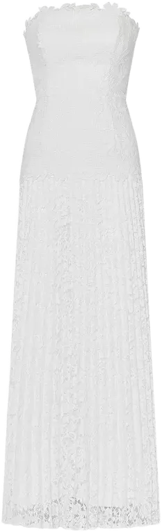 MILLY Norelle Strapless Mixed Laces Pleated Dress