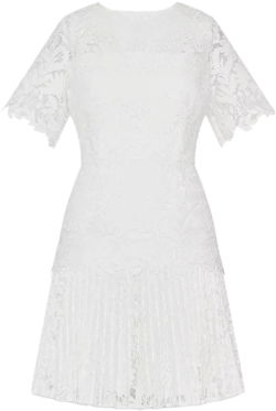 MILLY Nikoletta Mixed Laces Pleated Combo Mini Dress