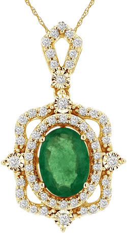 Bloomingdale's Fine Collection Emerald & Diamond Art Deco Pendant Necklace in 14K Yellow Gold, 18"