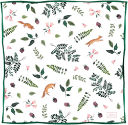 handkerchief, Floral fabric, fox, cotton fabric, reusable handkerchief, zero waste, flowers illustration, birthday gift, botanical painting