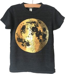 Kids Gold Moon Shirt, full moon t-shirt, Moon Print, Space Shirt, Childrens Clothing, Moon Phase Shirt, Crescent Moon Shirt, Astronomy shirt