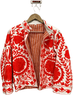 Handmade Suzani Jacket, Embroidered Cotton Jacket, Winter Jacket, Hippie Short Jacket, Floral Embroidery Suzani Coat, Gift For Her