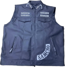 Men&#39;s Sons of Anarchy Biker Vest | SOA Jax Teller Redwood Original President Vest | Black leather vest | Personalized Vest | Gift For Him
