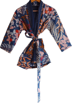 Luxury Jacket Print Short Kantha Coat Kantha Making Jacket Coat Dress Boho Front Open Quilted Jacket Kimono, Short Dress Women jacket & coat