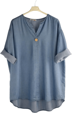 Italian Lagenlook Denim Lightweight Summer Tunic Top.