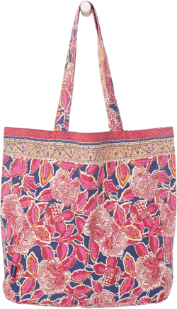 Dark Pink 100% Cotton Reversible Tote Bag