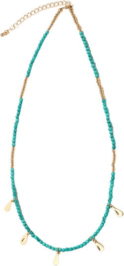Turquoise Blue Beaded Charm Necklace
