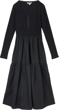 Louise Black Regular Jersey Woven Midi Dress