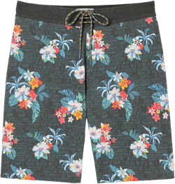 Camber Washed Black Hibiscus Swim Shorts