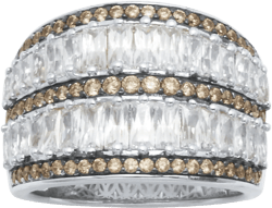 Palmbeach Jewelry Women's Metallic 3.5 Tcw Antiqued Dome Two-Tone Cubic Zirconia Cocktail Ring