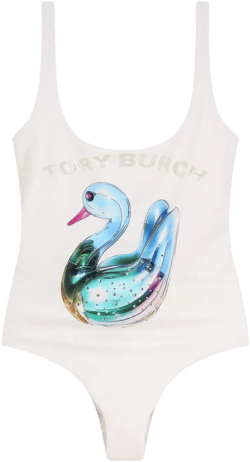Tory Burch Women's White Lucky Duck Tank Swimsuit