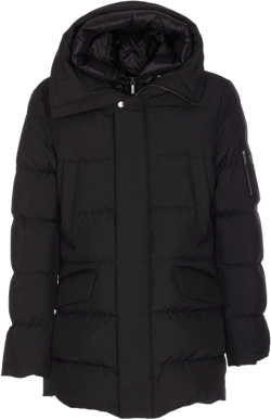 Moorer Men's Black Davide-Stp Padded Hooded Drawstring Jacket