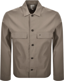 Calvin Klein Men's Brown Overshirt Jacket Fossil