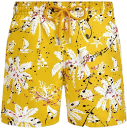 PALM ANGELS X VILEBREQUIN Men's Yellow Paint Print Swimsuit